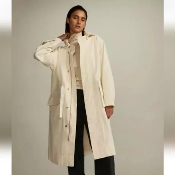 Everlane The Canvas Organic Cotton Parka Jacket Bone White Size Medium - Picture 2 of 10